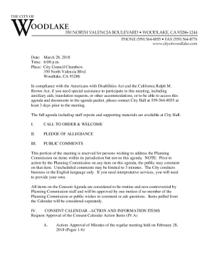 Date: March 28, 2018 Time: 6:00 p.m. Place - City of Woodlake