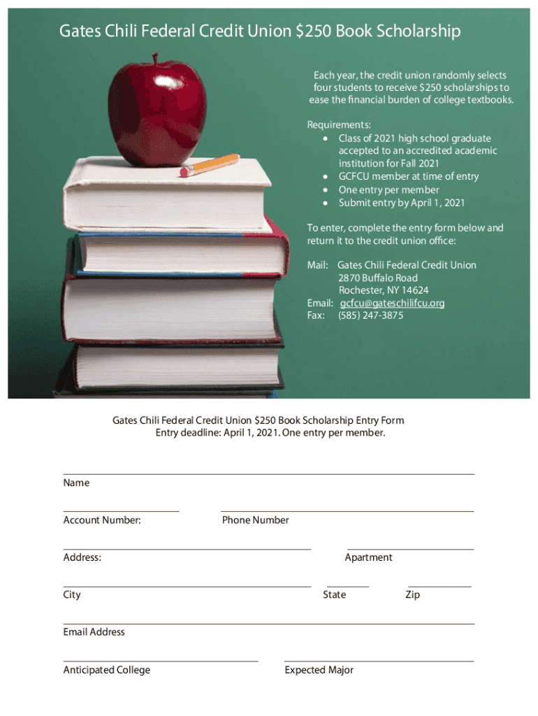 Fillable Online Gates Chili Federal Credit Union Book Scholarship 2022 Fax Email Print pdfFiller