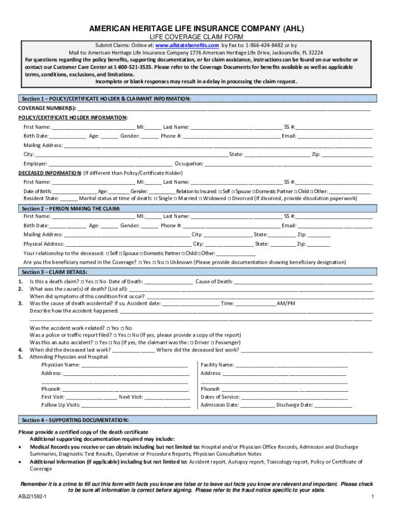 Fillable Online Allstate Accident Claim Form Fax Email Print - pdfFiller