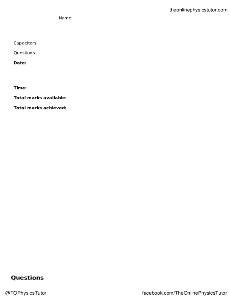 Fillable Online capacitors002 answers.pdf Physics and Science Tutor