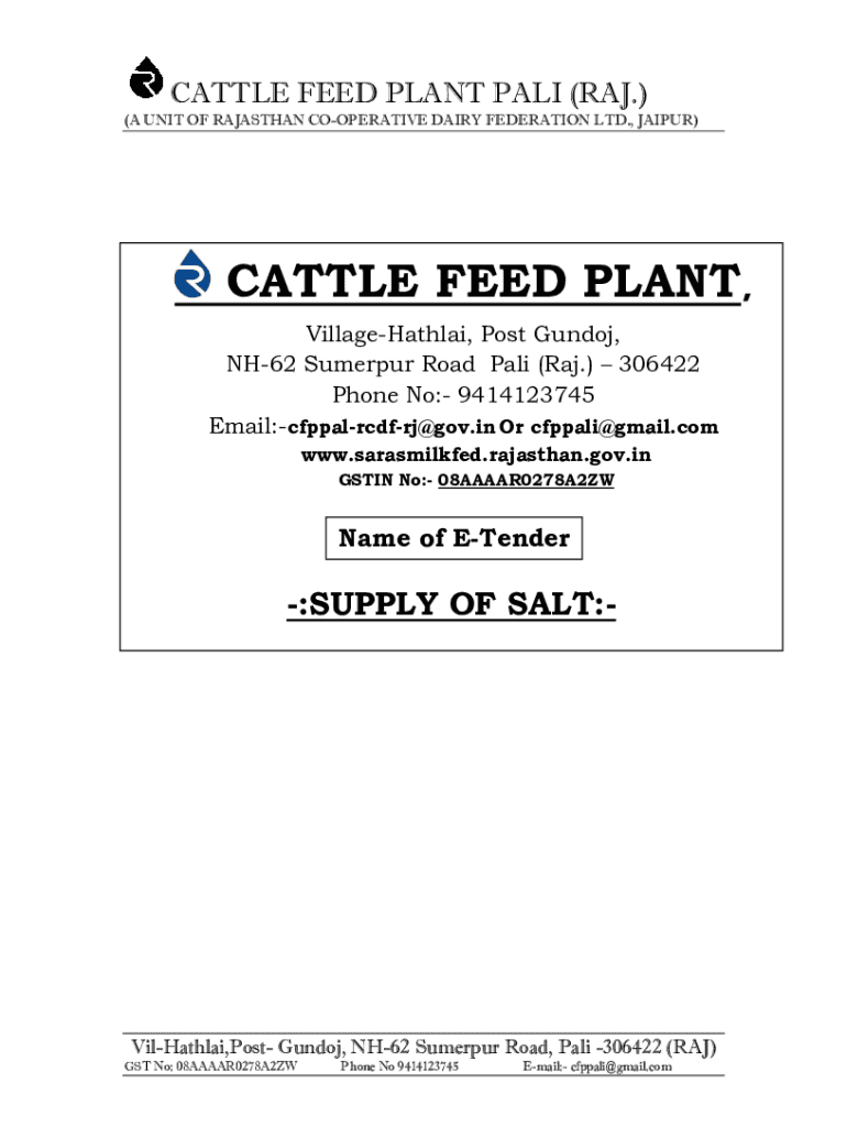 Fillable Online Cattle Feed Plant Pali Fill Online, Printable