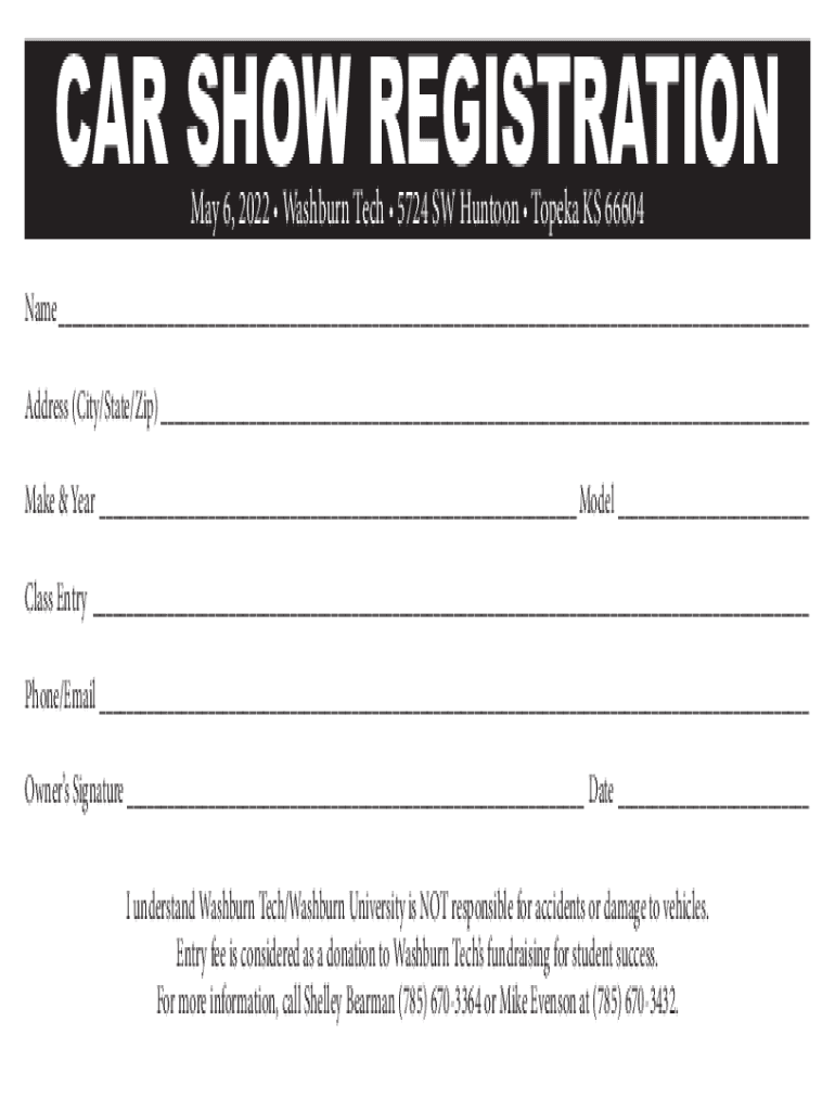 Fillable Online Full speed ahead for annual Washburn Tech Car Show Fax Email Print pdfFiller