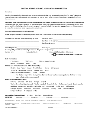 Fillable Online gastonia housing authority rental increase request form ...