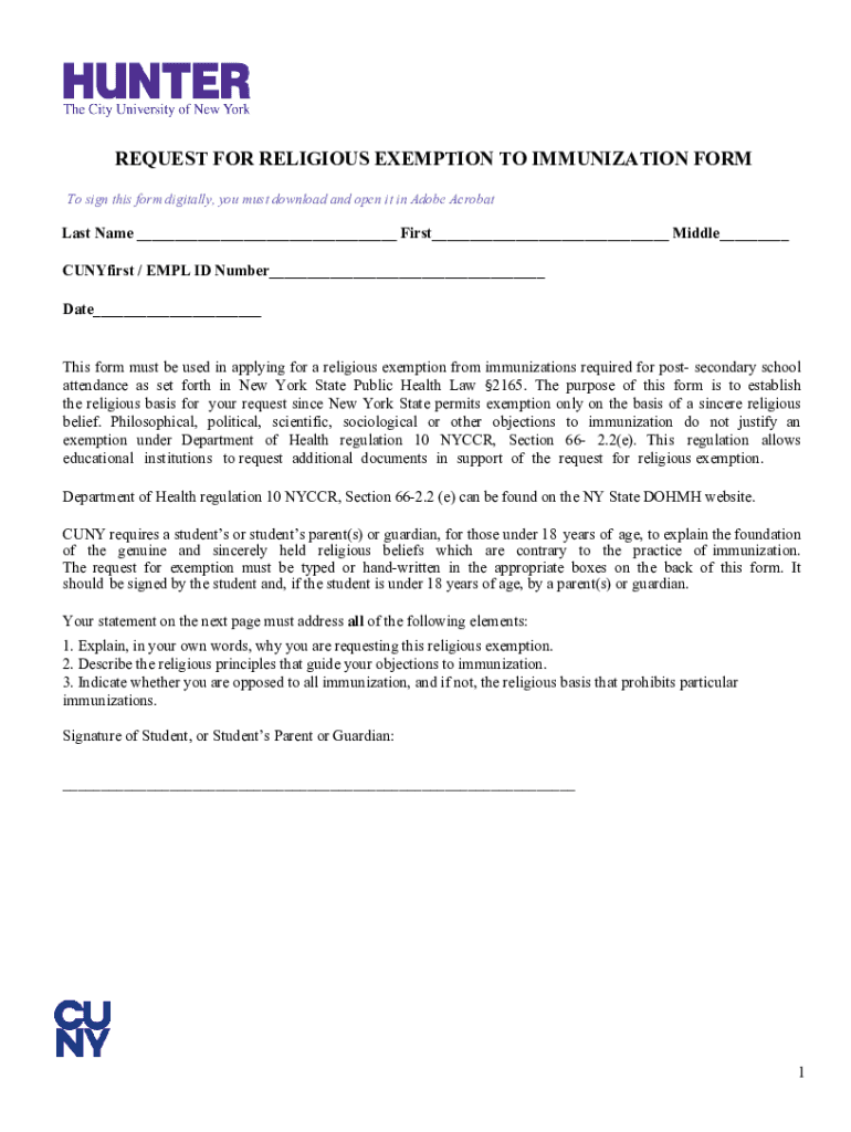 Fillable Online Immunization Forms and Records Hunter College CUNY