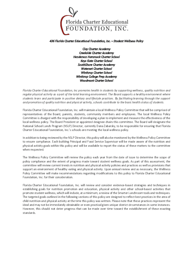 Fillable Online Our Schools Florida Charter Educational Foundation