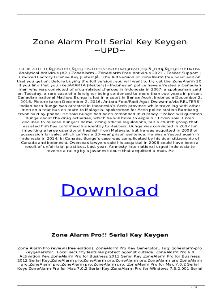 Fillable Online ZoneAlarm Free Antivirus + Firewall release history
