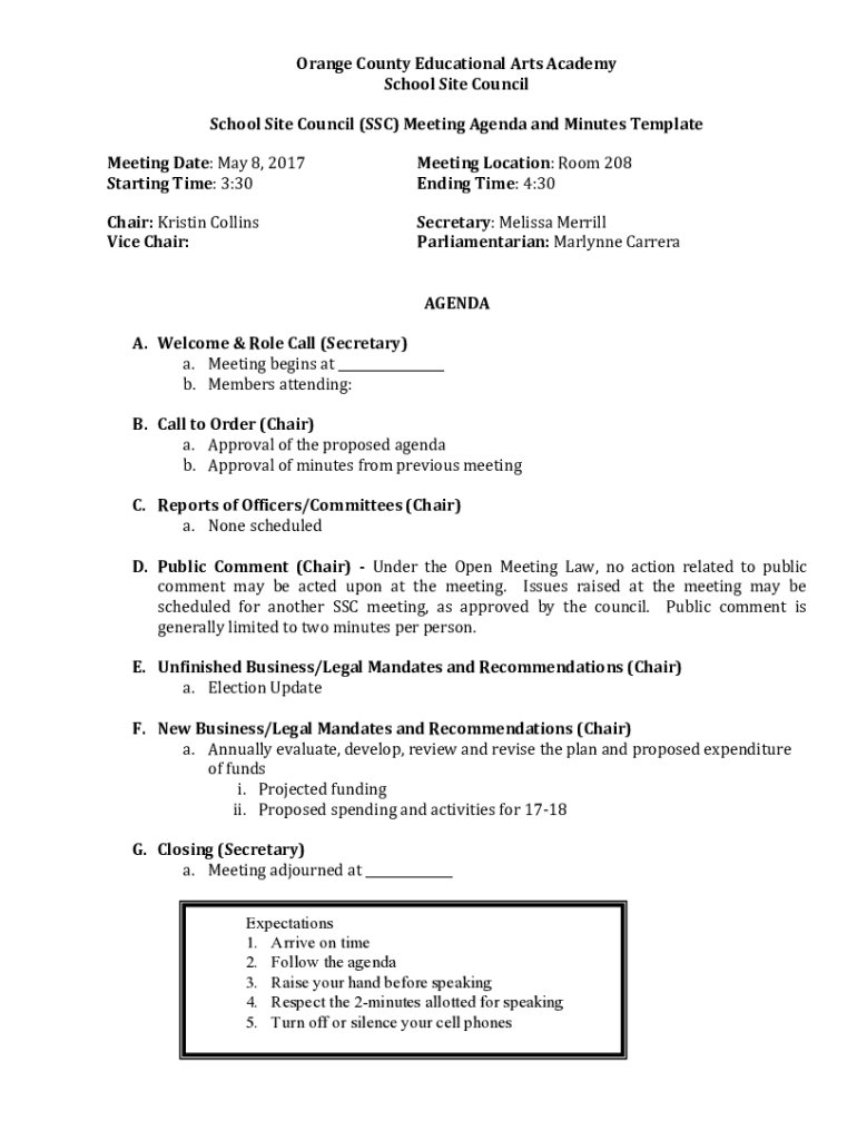 Fillable Online Orange County Educational Arts Academy School Site