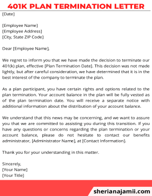 401k plan termination letter
