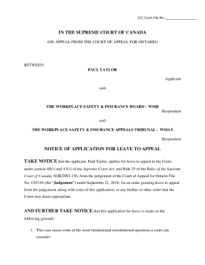 IN THE SUPREME COURT OF CANADA MOTION TO EXTEND ...