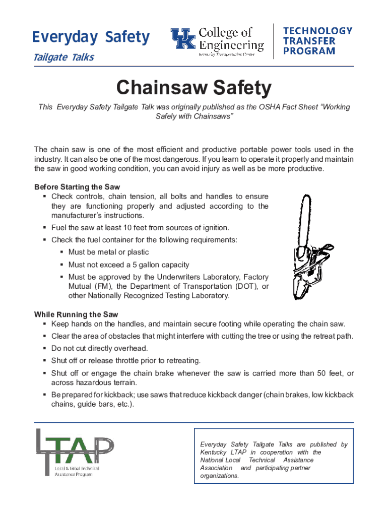 Fillable Online OSHA Training Toolbox Talk Working Safely With