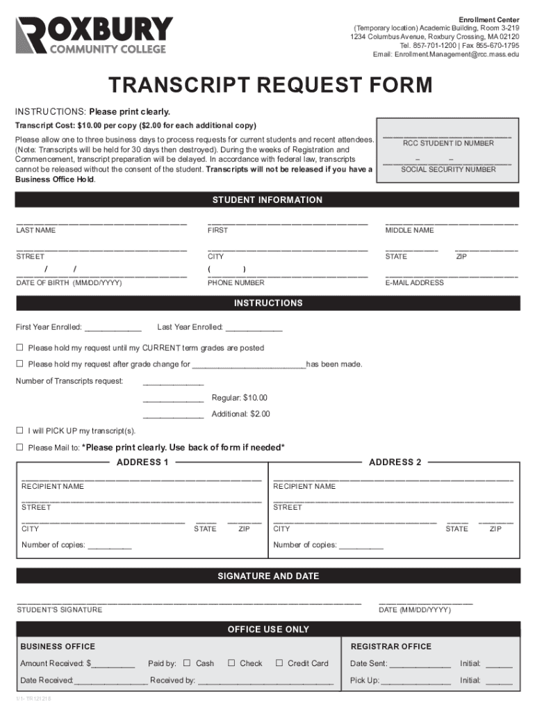 Fillable Online TranscripT requesT Form Fax Email Print - pdfFiller