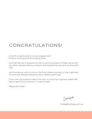 Fillable Online Congratulations on Your Engagement: Wording and Gift ...