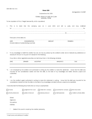 formal proof of debt or claim (general form) - FTI Consulting