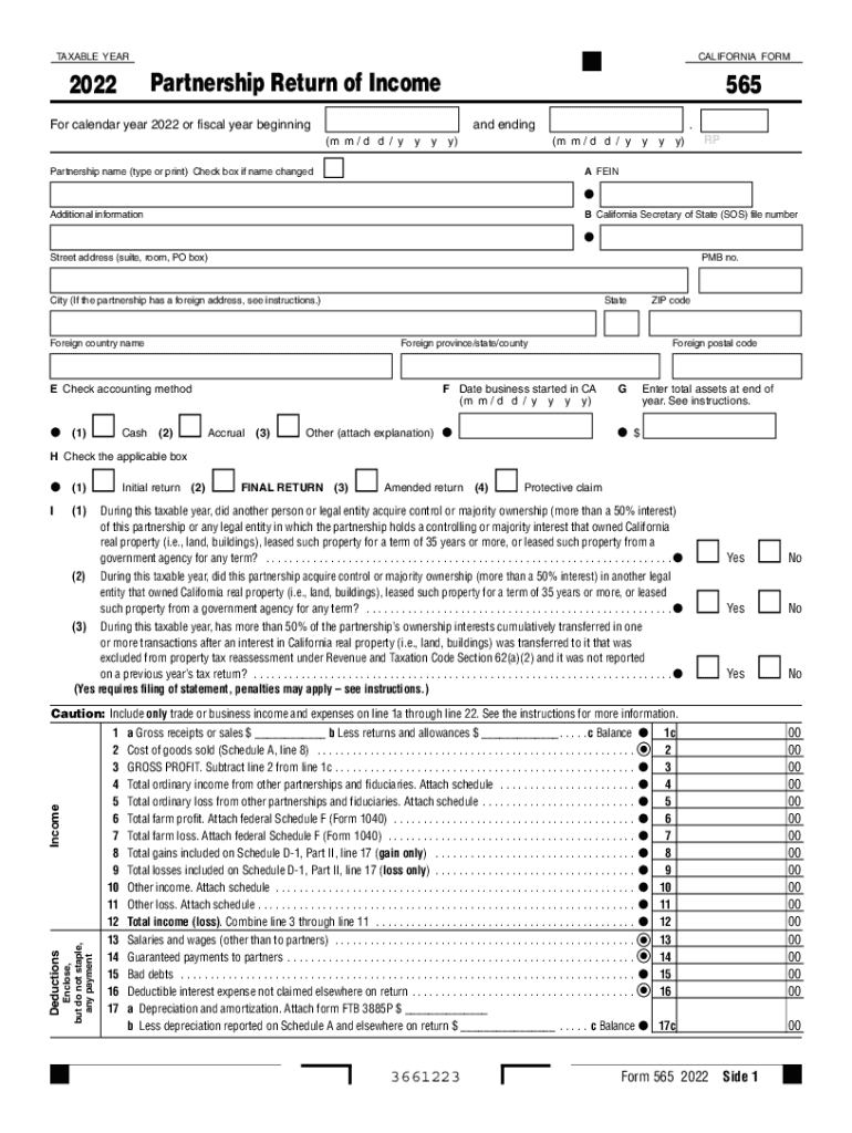 ca form 565 Preview on Page 1