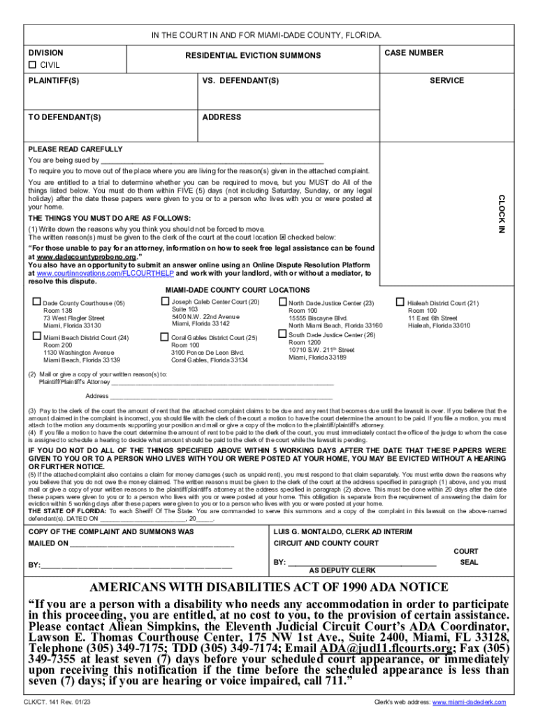 miami dade eviction package pdf Preview on Page 1