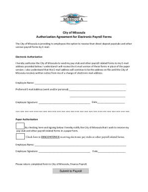 Fillable Online City of Missoula Authorization Agreement for Electronic ...