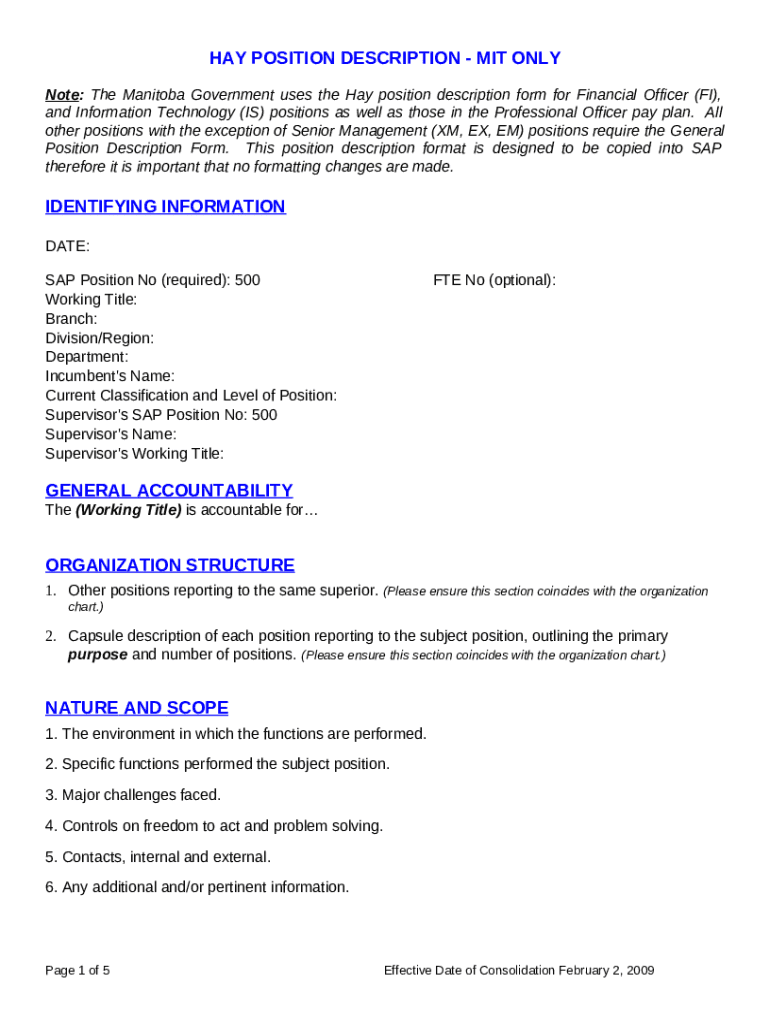 HAY JOB DESCRIPTION AT gov mb Doc Template pdfFiller