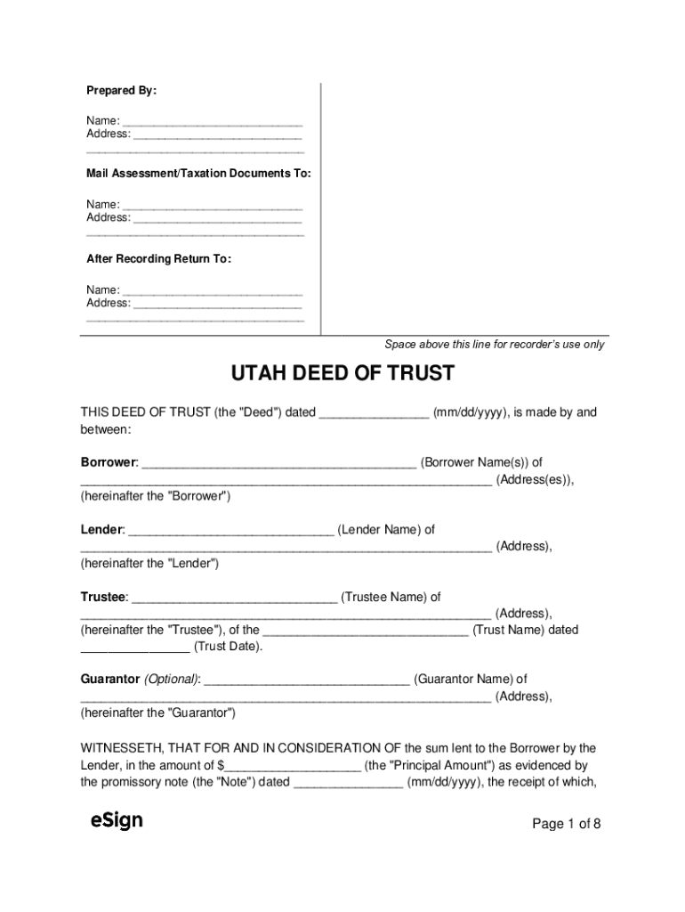Fillable Online Utah Deed of Trust Form Fax Email Print - pdfFiller