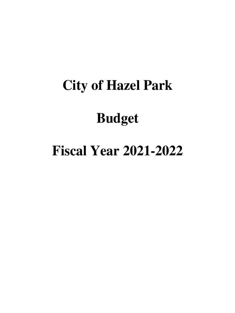 Fillable Online City of Hazel Park Budget Fiscal Year 20212022