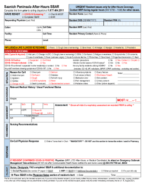 After-Hours Communication Form - SBAR - Vic-SI LTCI