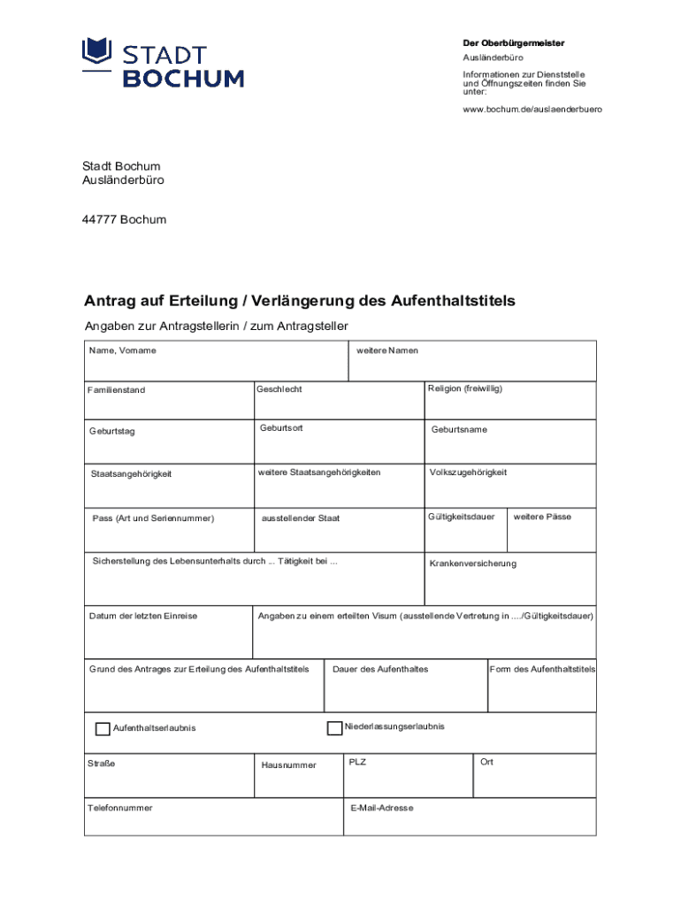 Antrag Auf Verlängerung Des Aufenthaltstitels Ausfüllbar Online Antrag auf Erteilung / Verlngerung des