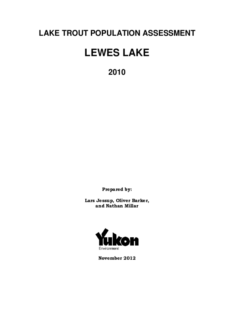 Fillable Online lake trout population assessment multiyear spin