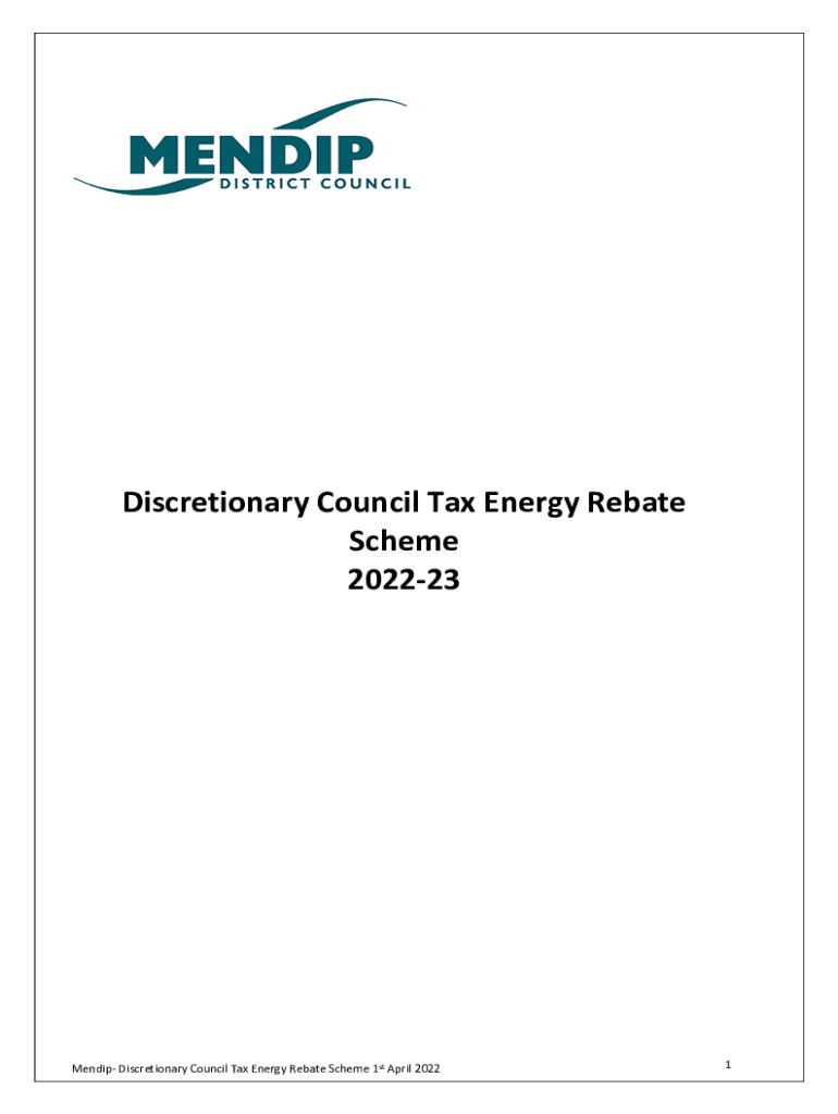 Fillable Online Mendip Discretionary Council Tax Energy Rebate Scheme