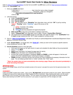 Fillable Online curriculum fullcoll CurricUNET Quick Start Guide for ...