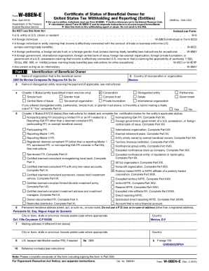 Form W-8 BEN-E (Rev. April 2016)