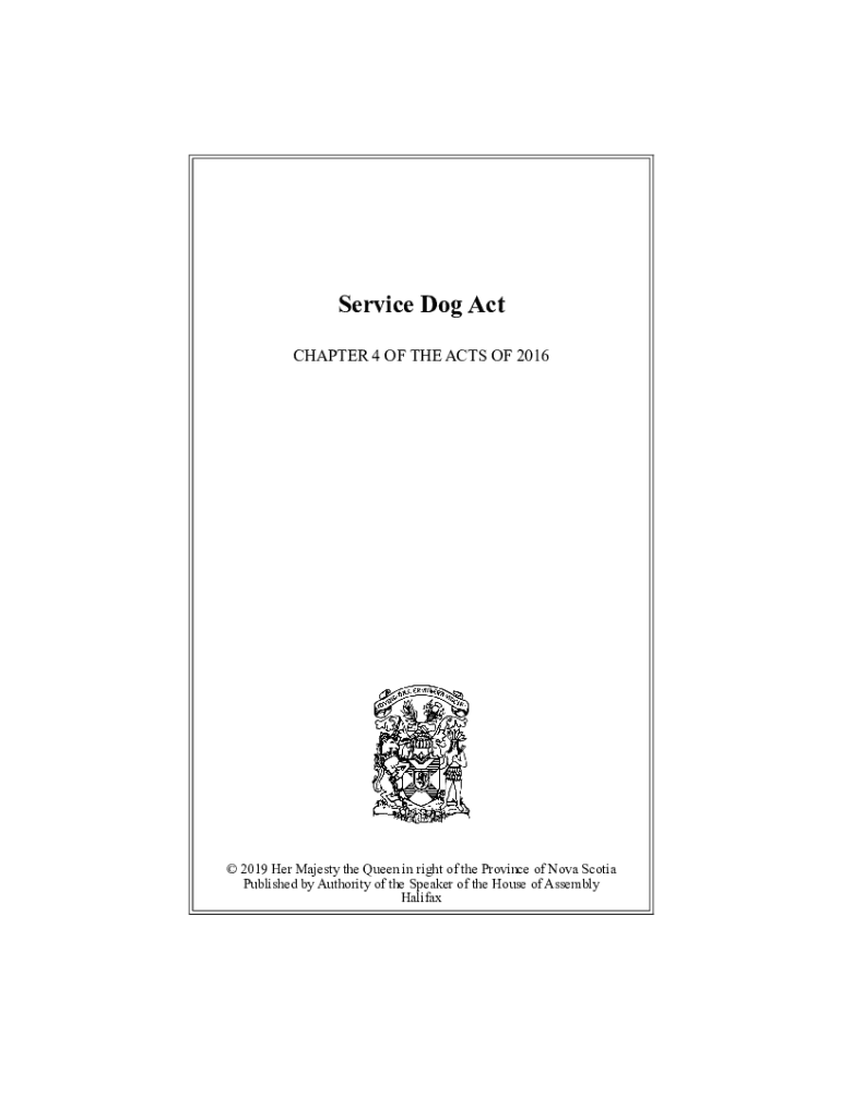 Fillable Online Service Dogs Regulations Service Dog Act (Nova Scotia