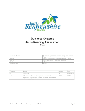 Business Systems Recordkeeping Assessment Tool