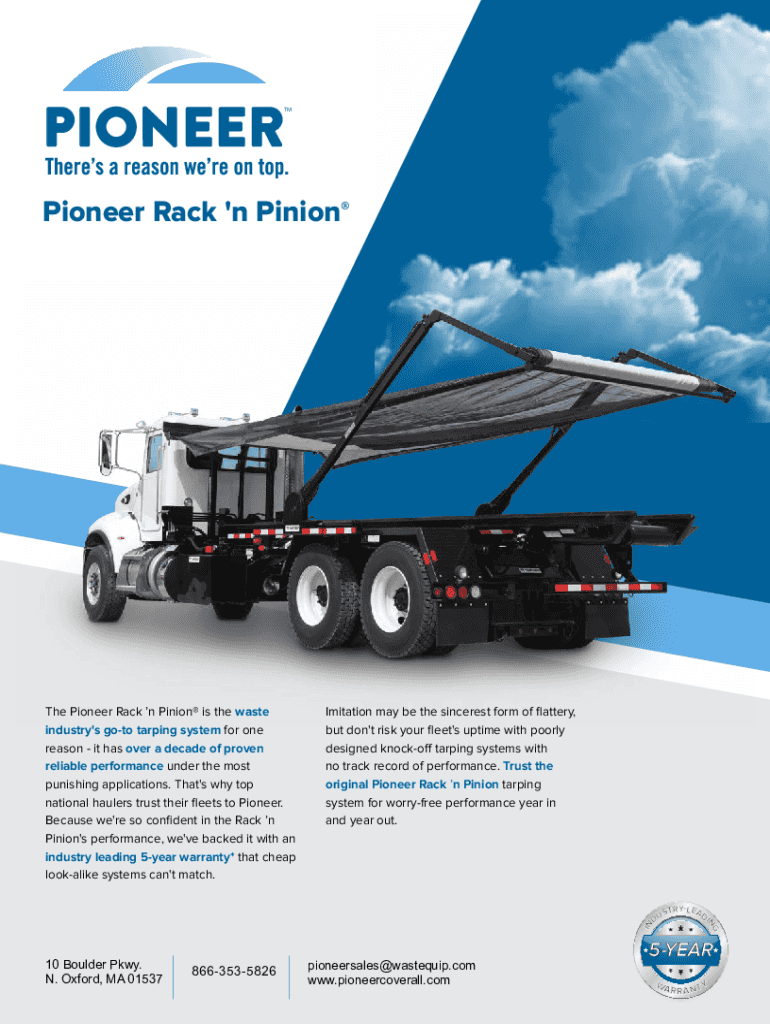 Fillable Online Rack 'n Pinion Roll Off Trailer SystemPioneer Tarp Fax