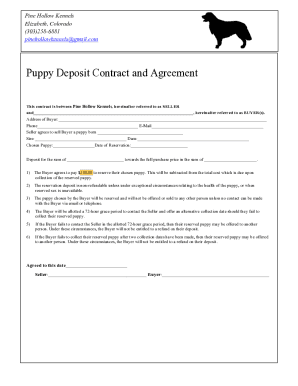 Fillable Online Puppy Deposit Contract and Agreement Fax Email Print ...