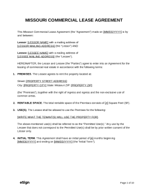 Missouri Commercial Lease Agreement