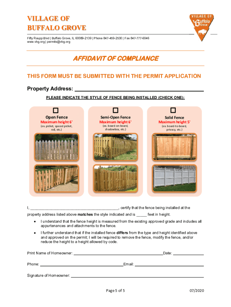 Fillable Online Permits and Inspections Buffalo Grove, IL Fax Email