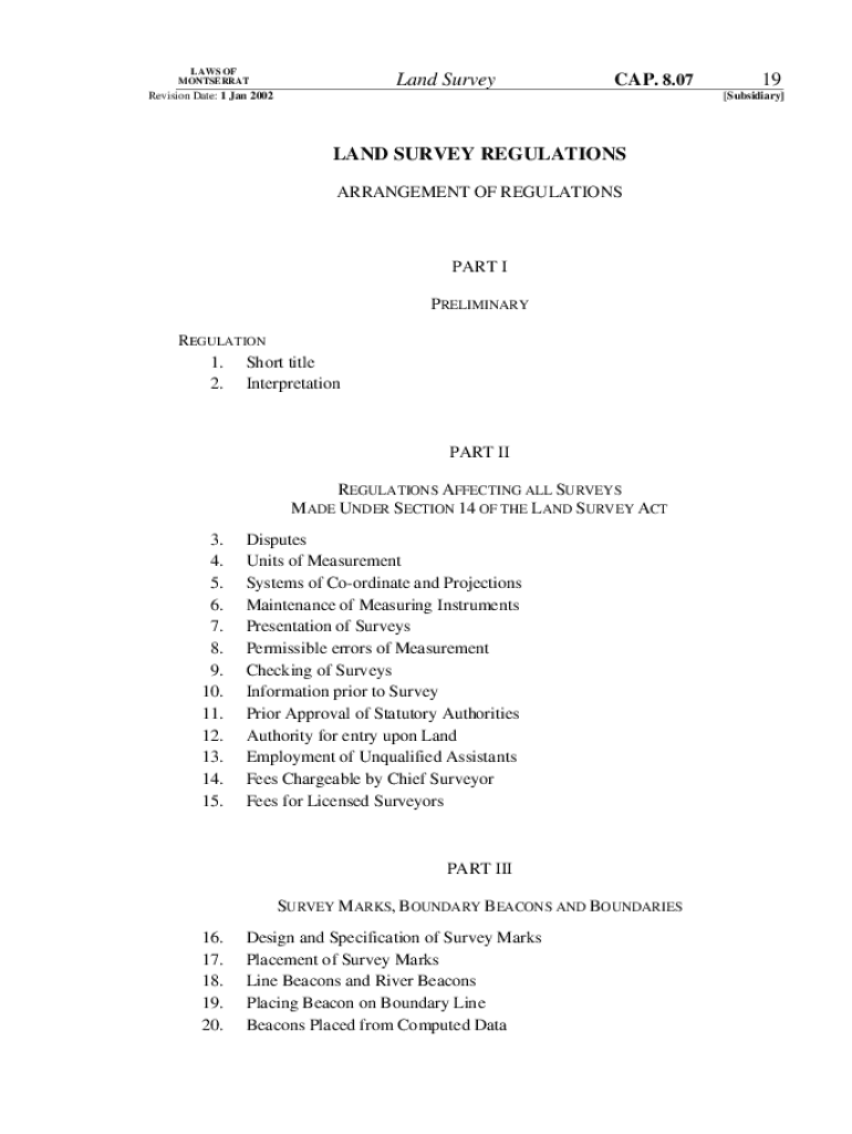 Fillable Online faolex fao Land Survey Regulations (Cap. 8.09). Fax