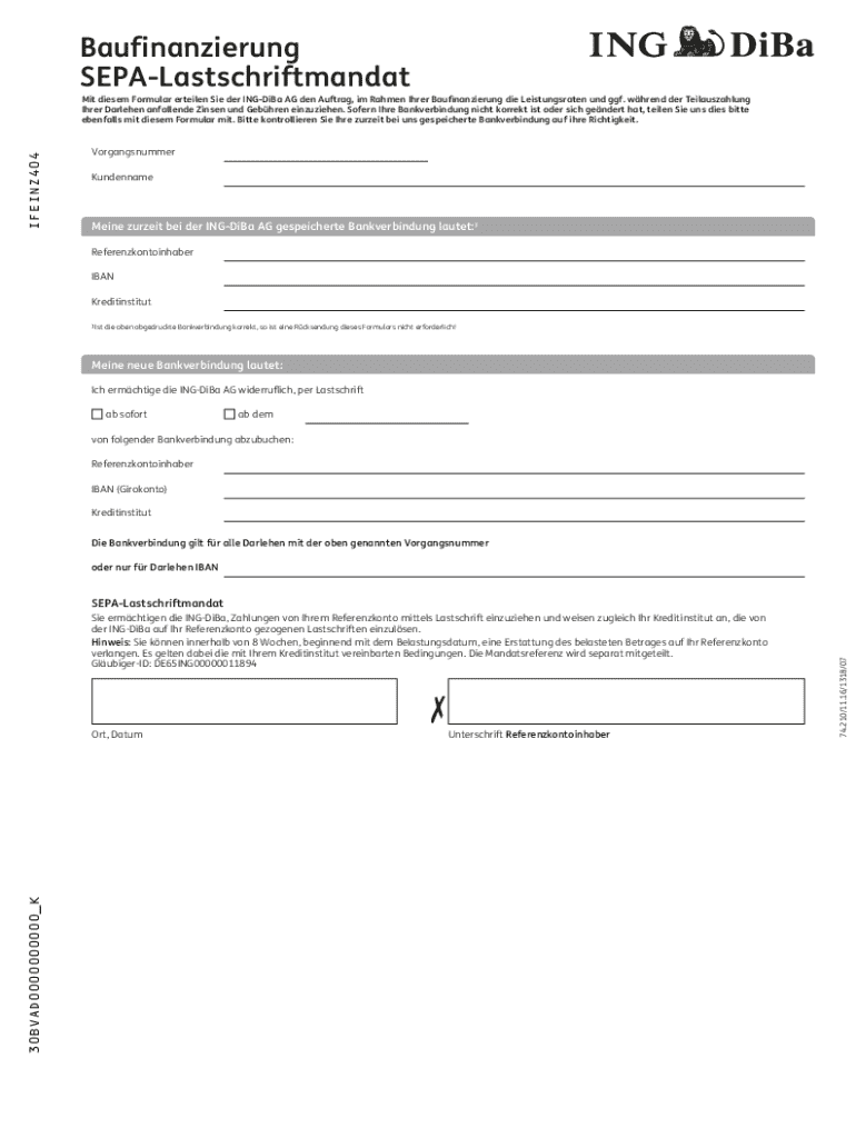 Baufinanzierung SEPA-Lastschriftmandat Preview on Page 1
