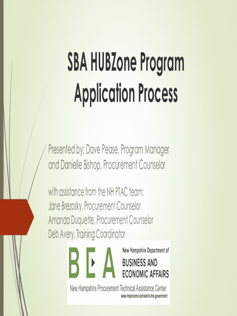 Fillable Online SBA HUBZone Program Application Process - NH Economy ...