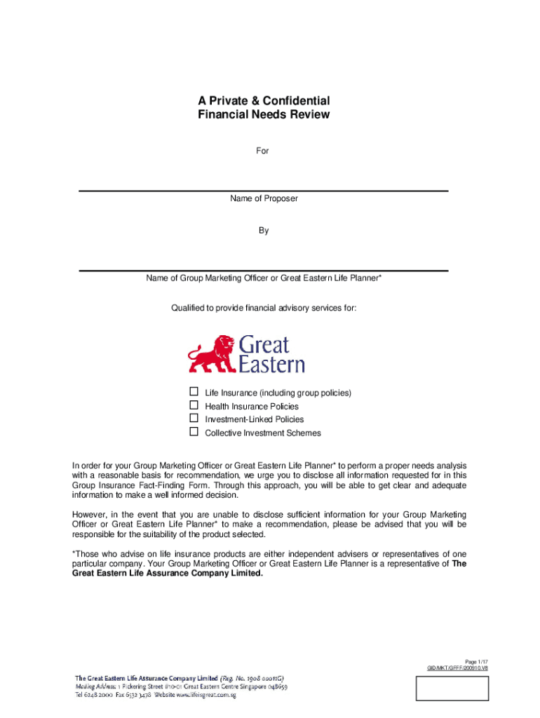Fillable Online Group Insurance FactFinding Form Great Eastern Fax