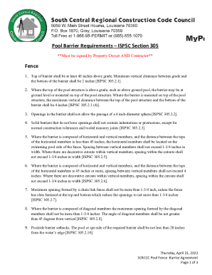 SCRCCC Pool FenceBarrier Agreement