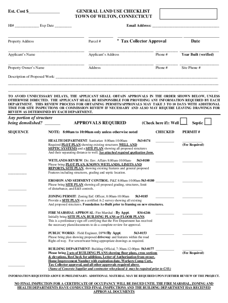 Fillable Online Zoning Department Town of Wilton Fax Email Print