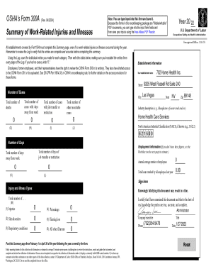 Fillable Online OSHA's Form 300A (Rev. 04/2004) Summary of Work-Related ...