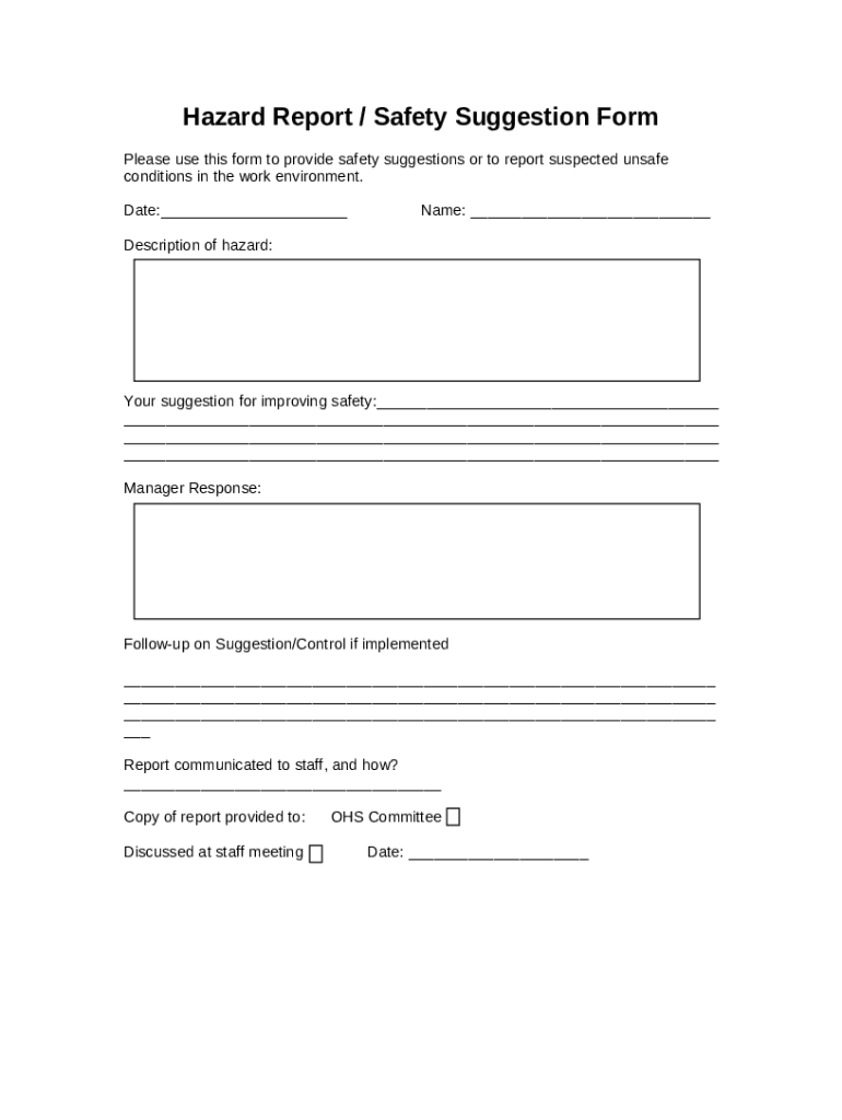 Tell us about a health and safety issue Contact HSE Doc Template