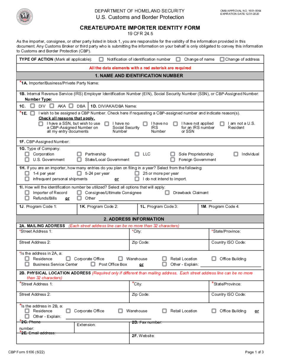 Cbp Form 5106 2022-2024