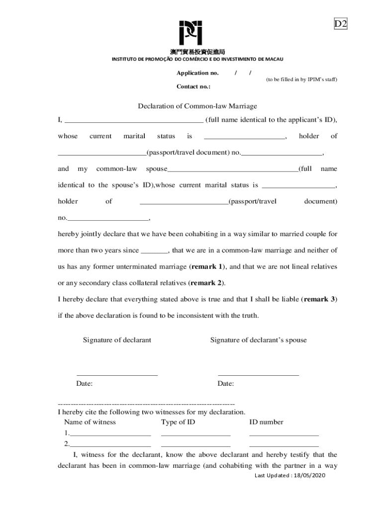 Fillable Online DS5156, Common Law Marriage Declaration Form Fax Email