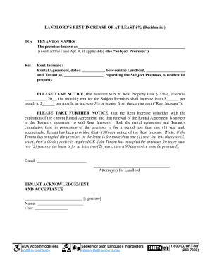 LANDLORD'S RENT INCREASE OF AT LEAST 5% (Residential) TO ...