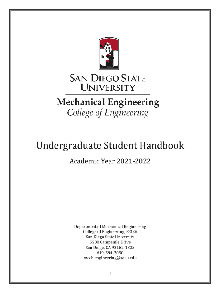 Fillable Online mechanical sdsu SDSU Mechanical Engineering San Diego