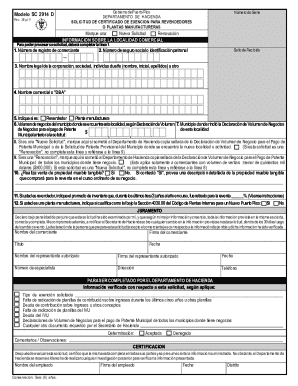 Puerto Rico Tax Exemption Certificate Application