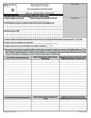 Puerto Rico Manufacturer's Exemption Application