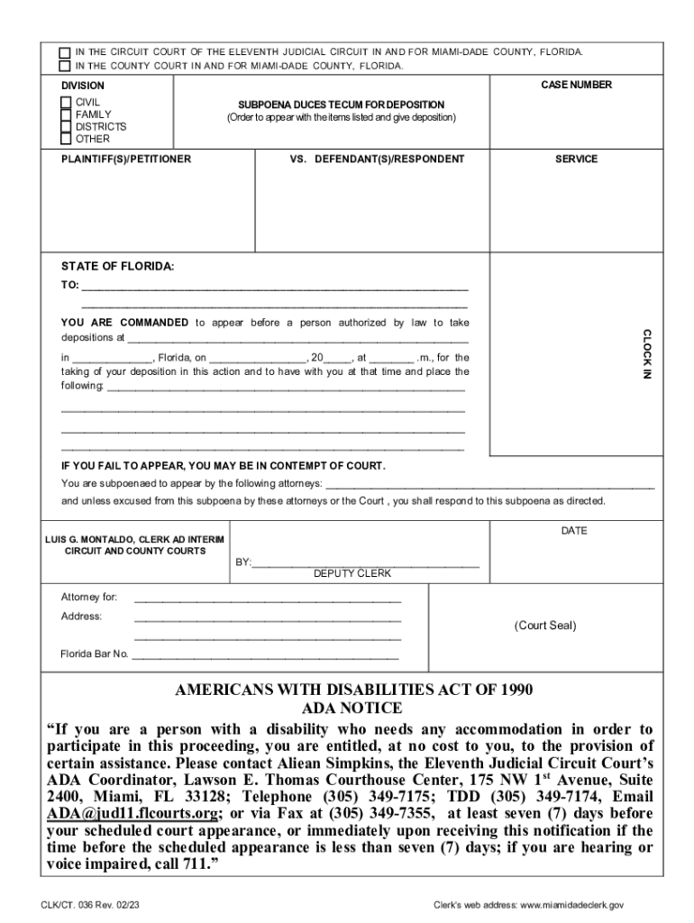 duces tecum deposition Preview on Page 1